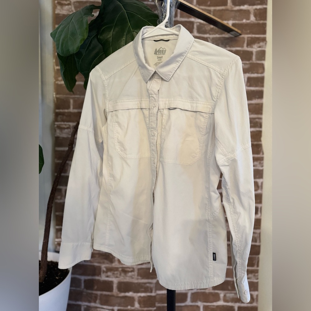 White REI long sleeved shirt